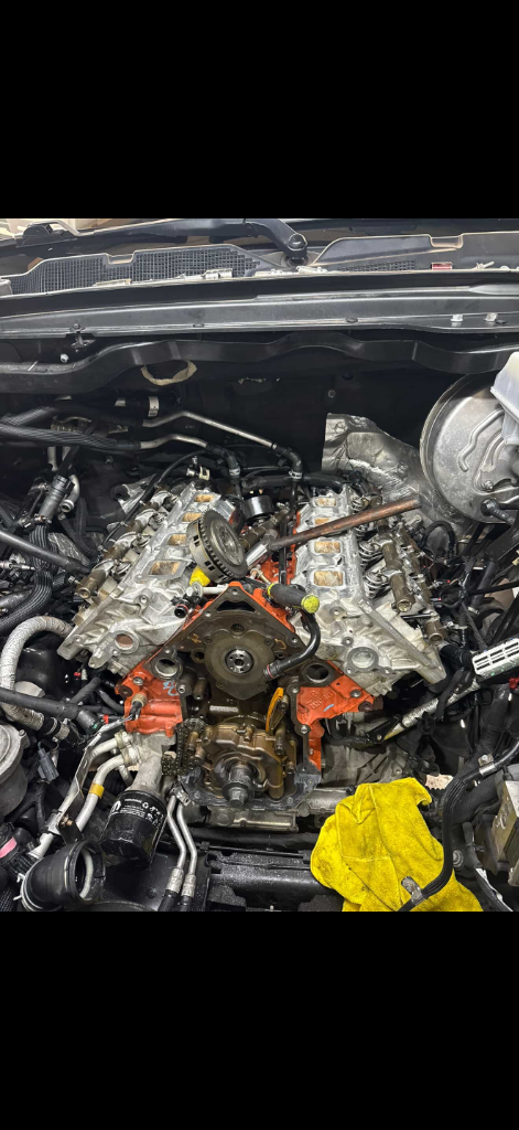 V8 engine rebuild on the bench